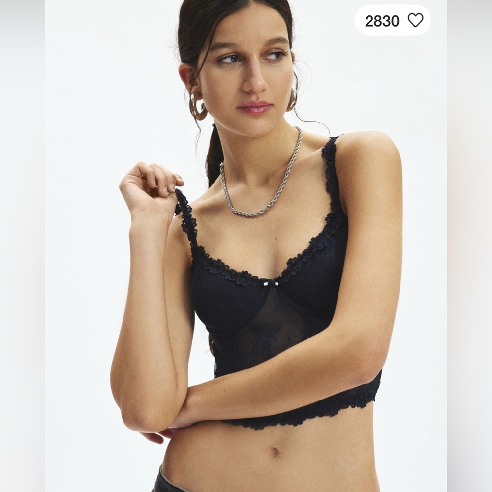UO Out From Under Firecracker Lace Corset size Medium in Black NWT